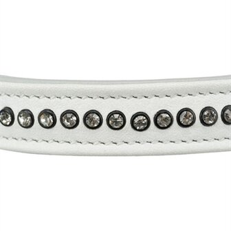 Trixie halsband hond active comfort met strass steentjes leer wit