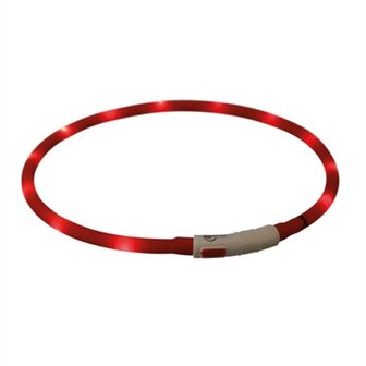 Trixie halsband usb siliconen lichtgevend oplaadbaar rood