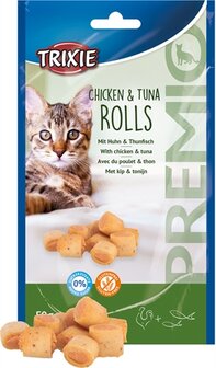 Trixie premio kip &amp; tonijn rolletjes voor katten glutenvrij