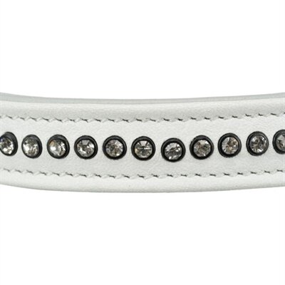 Trixie halsband hond active comfort met strass steentjes leer wit