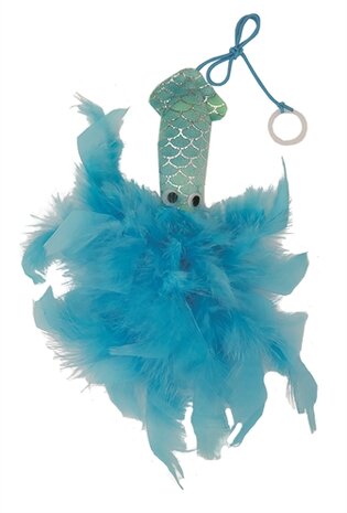 Happy pet mermaid inktvis met veren blauw