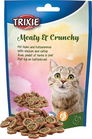 Trixie meaty & crunchy kip / catnip glutenvrij