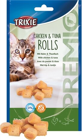 Trixie premio kip & tonijn rolletjes voor katten glutenvrij