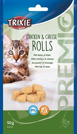 Trixie premio kip & kaas rolletjes voor katten glutenvrij